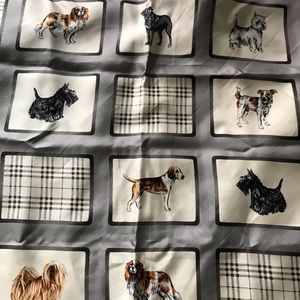 Burberry silk gray scarf with tartan and dogs